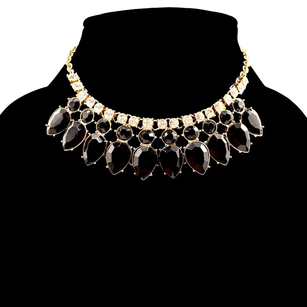 Beautiful Gold Tone & Black Statement Necklace​​